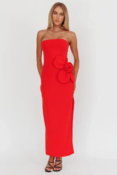 No Competition Oversized Flower Maxi Dress Red