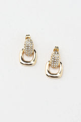 Memories Diamante Link Stud Earrings Gold