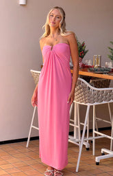 Brynner Pink Strapless Maxi Dress