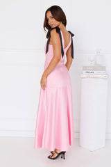 Petals And Promises Satin Maxi Dress Pink
