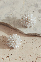 Mira Firework Cluster Earrings Pearl