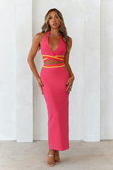Miami Sunset Strip Maxi Skirt Pink