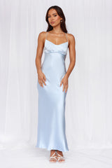 The Samara Satin Maxi Dress Blue