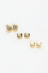 Irma Geometric Stud Earrings Set Gold