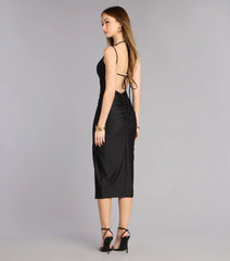 Extra Confident Strappy Back Bodycon Midi Dress