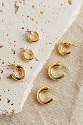 Kya Chunky Half-Hoop Set Gold Plated
