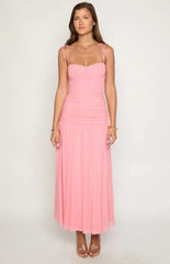 Clare Pink Ruched Maxi Dress