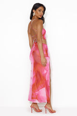In Detail Mesh Maxi Dress Pink