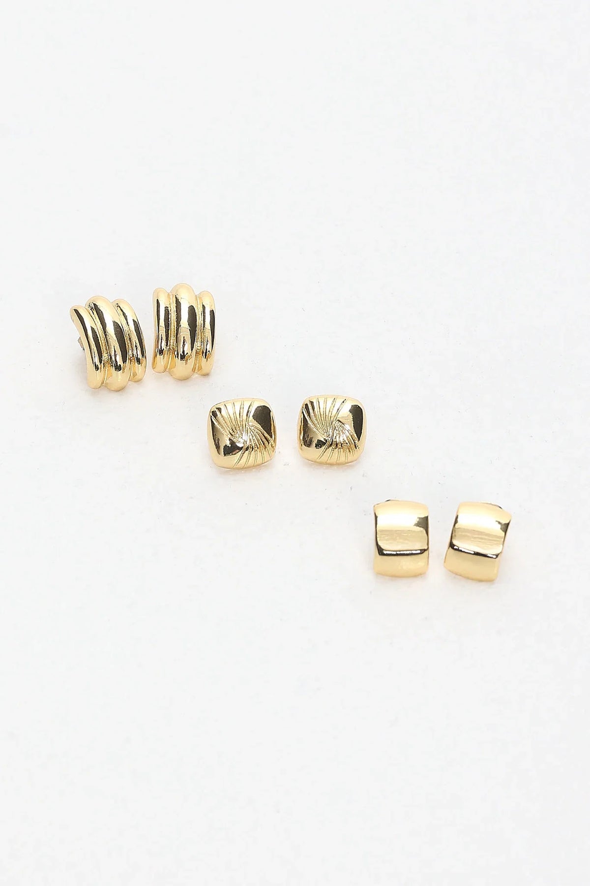 Irma Geometric Stud Earrings Set Gold