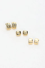 Irma Geometric Stud Earrings Set Gold
