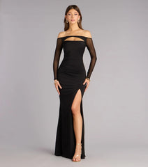 Elianna Mesh Off-The-Shoulder Mermaid Dress