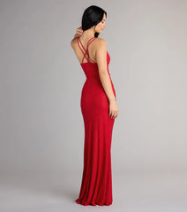 Riley Glitter Ruffle Slit Mermaid Formal Dress