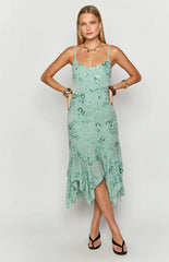 Another World Teal Sequin Midi Dress